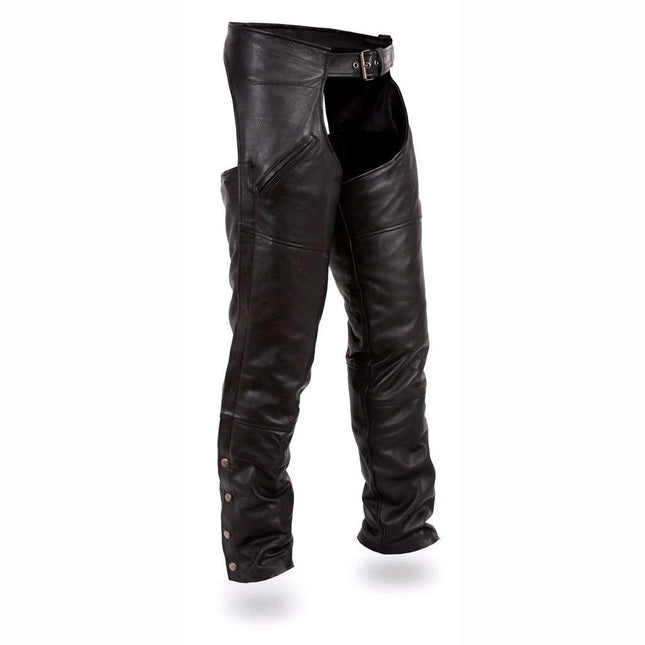 Nomad Drum Rolled Chaps: Introducing the Nomad - unisex motorcycle leather chaps offering superior protection and adaptable c