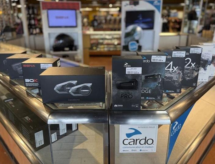 Communication systems collection display inside Eagle Leather's Lakewood, Washington Location