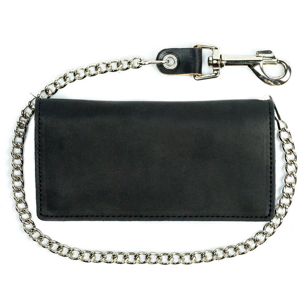 Bi-Fold Chain Wallet Black - Eagle Leather