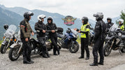 Large riding group using motorcycle communication systems on cruiser and touring bikes
