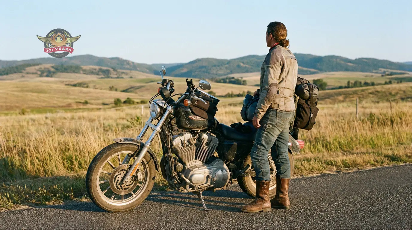 Experienced American motorcycle rider reflecting modern biker culture and motorcycle evolution