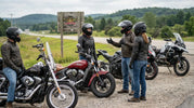 Bluetooth vs mesh motorcycle communication systems used by riders during a group ride