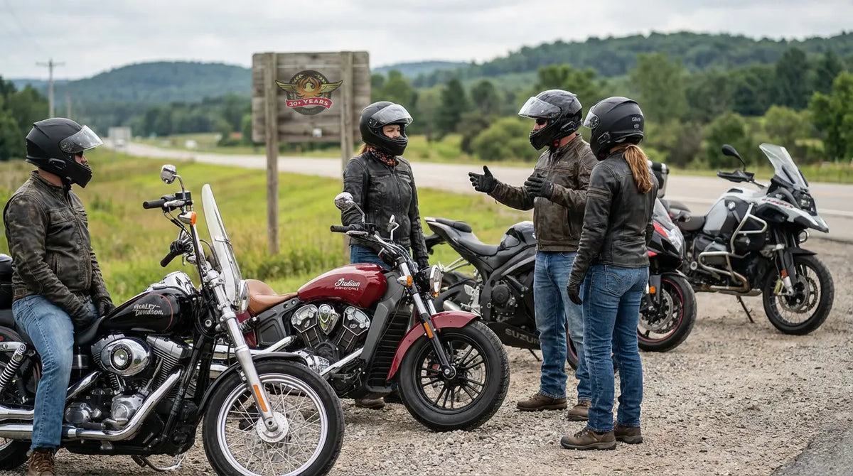 Bluetooth vs mesh motorcycle communication systems used by riders during a group ride
