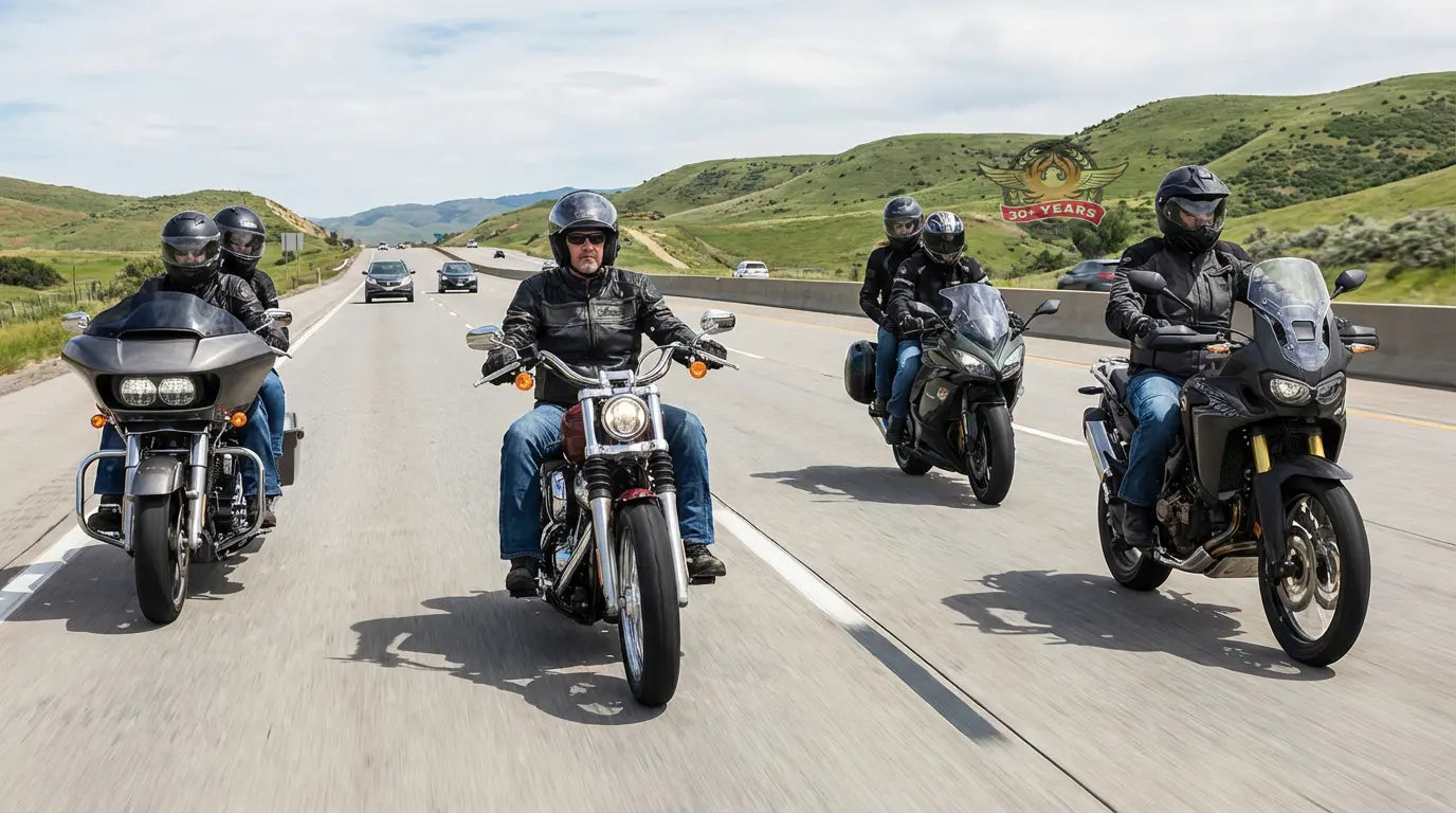 Mesh motorcycle communication keeping a mixed group ride connected on the open road