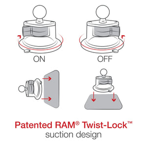 RAM 3.3" Suction Cup Mount: Consists of a 3