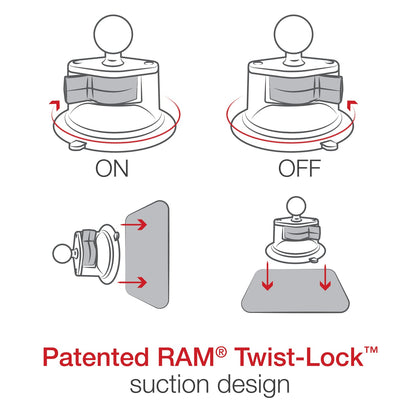 RAM 3.3" Suction Cup Mount: Consists of a 3