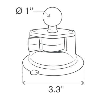 RAM 3.3" Suction Cup Mount: Consists of a 3