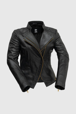 Zoey Lamskin Fashion Jacket: PRODUCT FEATURES:

Lambskin leather
Asymmetrical zipper front
Long sleeves
Wind resistant shell
