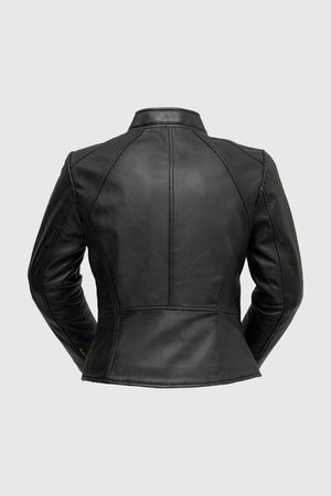 Zoey Lamskin Fashion Jacket: PRODUCT FEATURES:

Lambskin leather
Asymmetrical zipper front
Long sleeves
Wind resistant shell
