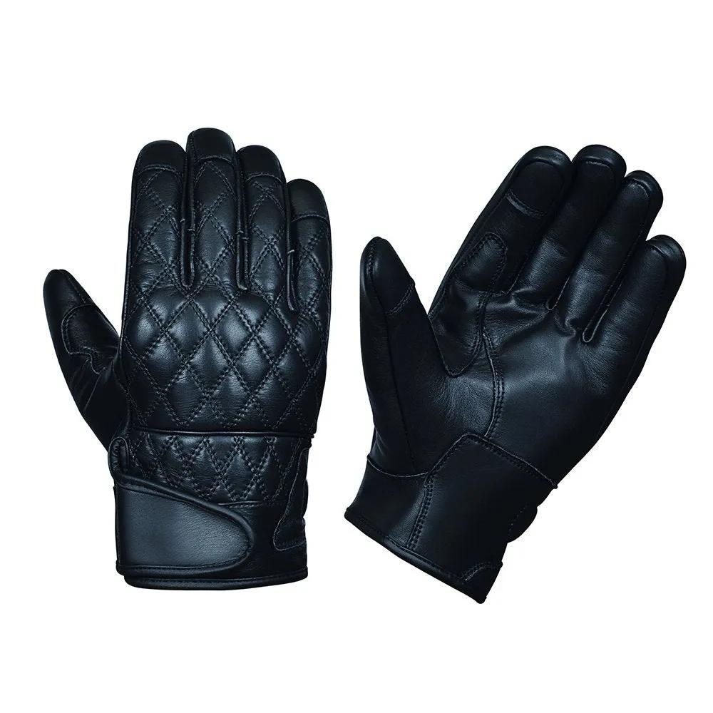 Unik Diamond Stitch Gloves in Black / Black, palm and back views