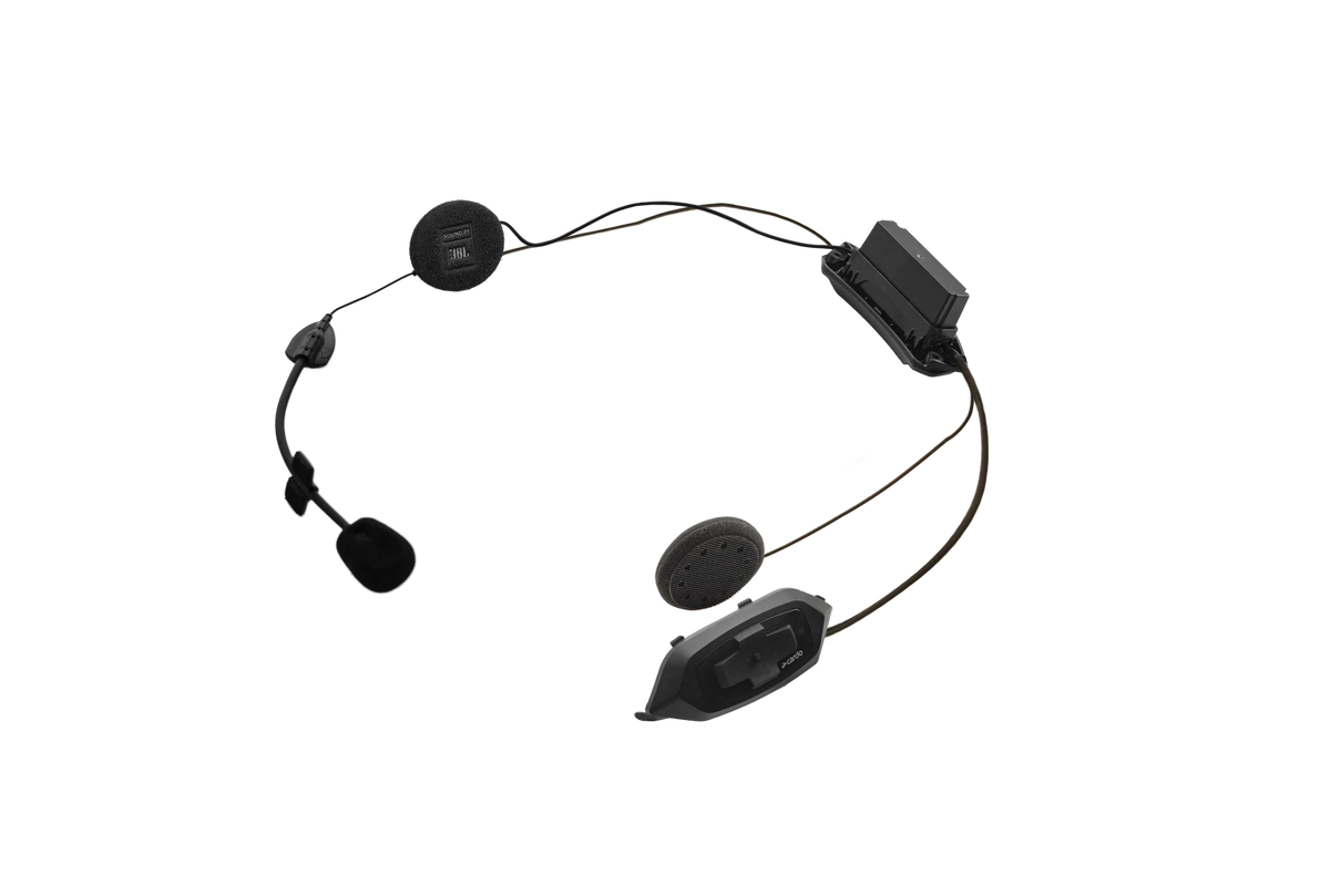 Cardo HJC 4X black headset assembly with speakers and microphone