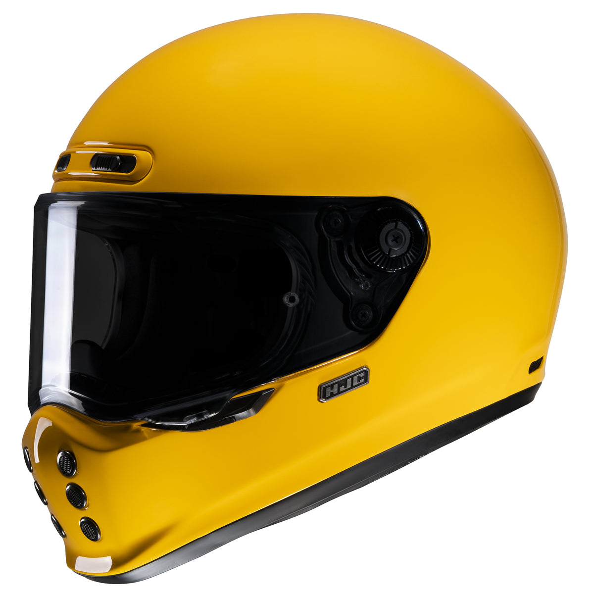 HJC V10 Solid Full Face Helmet Yellow front three-quarter view