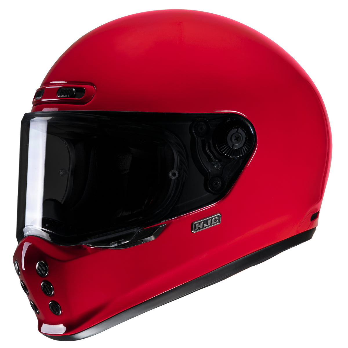 HJC V10 Solid Full Face Helmet Red front three-quarter view