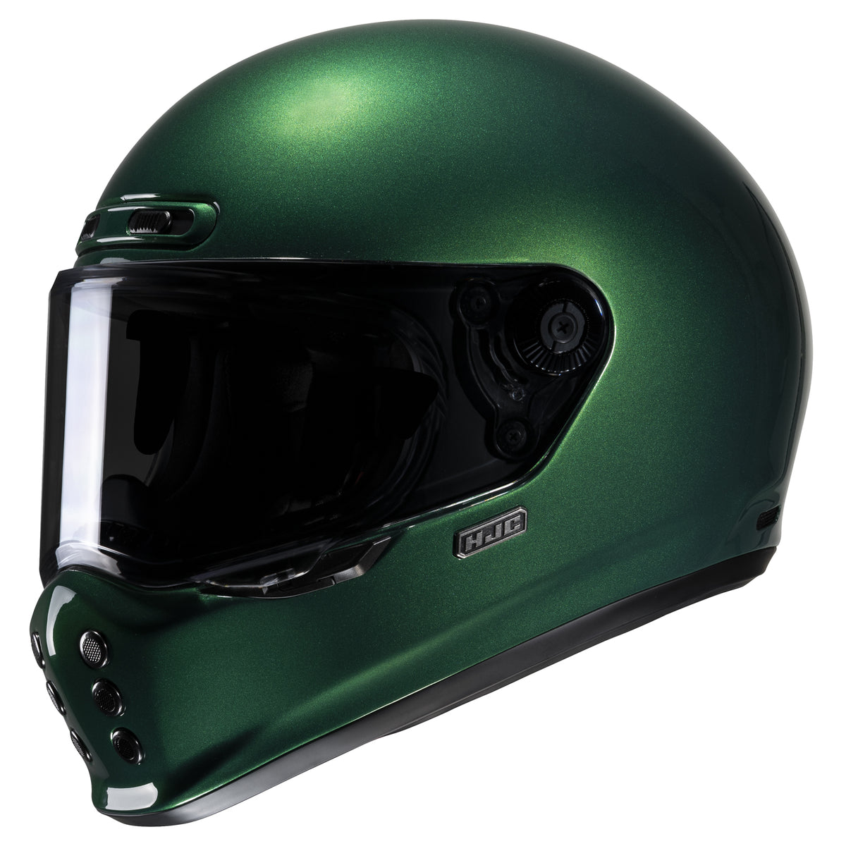 HJC V10 Solid Full Face Helmet Deep Green front three-quarter view