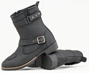 Ladies Moto Adira Boot Black: Premium, full-grain, matte finish leather construction
Perforated leather comfort top
Double ov