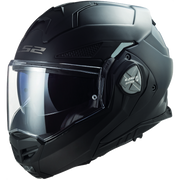 LS2 Advant X Solid modular helmet in matte black, left side view with clear shield closed