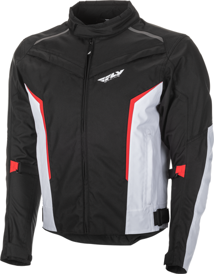 FLY Launch Jacket: High abrasion fabric in critical wear areas
Arm volume adjusters secure armor and provide optimum fit
Hook