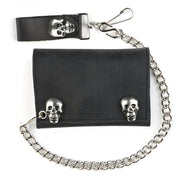 USA-Made Tri Fold Wallet With Skull Snaps Black SK328: Tri Fold W/ Skull Snaps

Do not wash
Polyurethane (PU)
Package contain