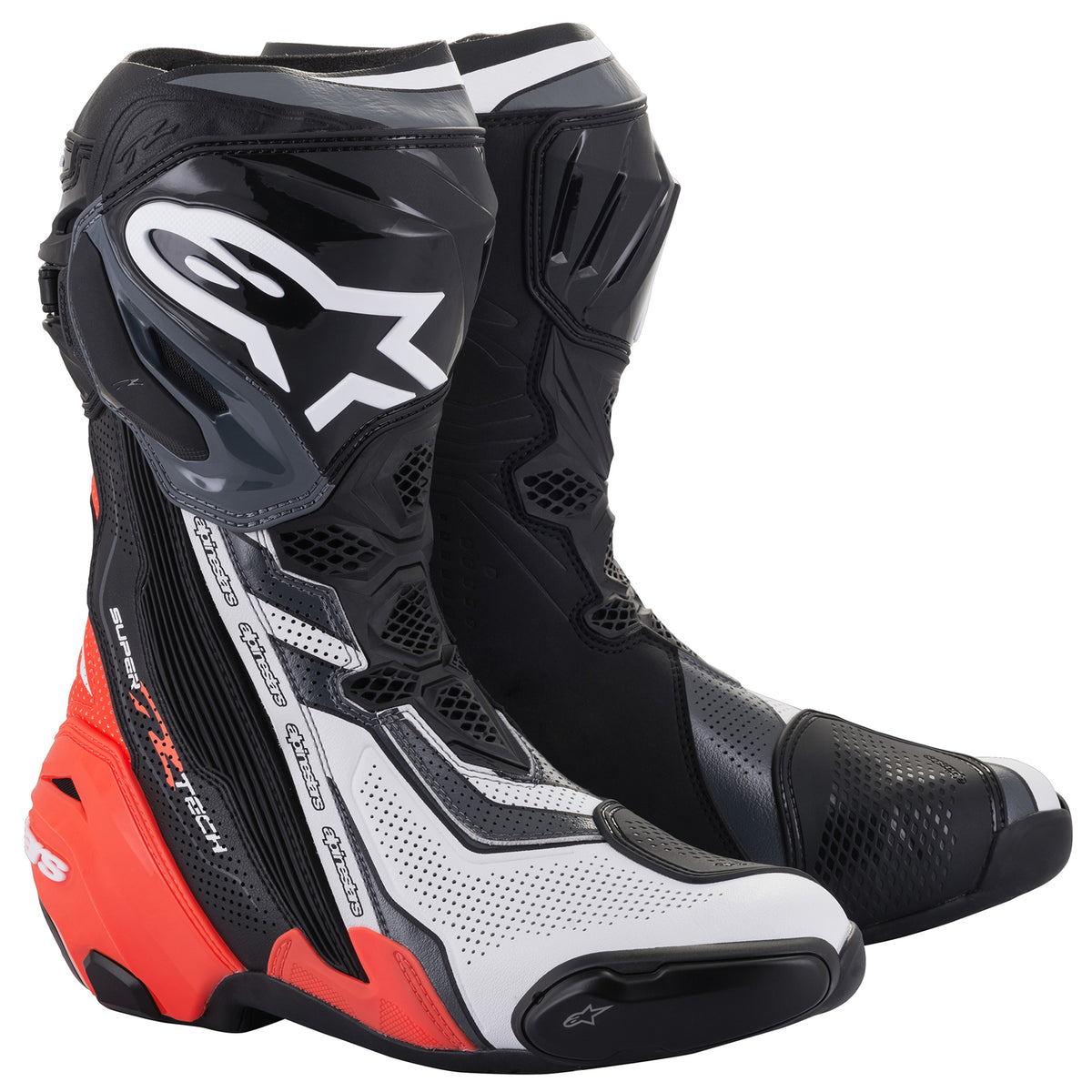 Alpinestars Supertech R Vented Boots Black/Red Fluo/White/Gray