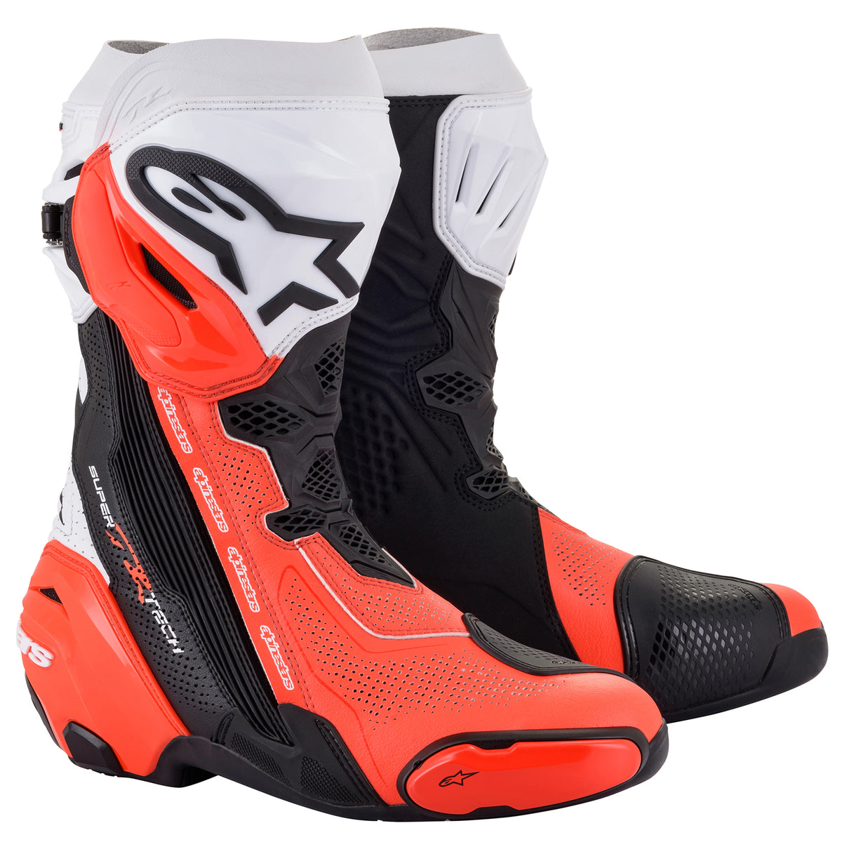 Alpinestars Supertech R Vented Boots Black/White/Red Fluo