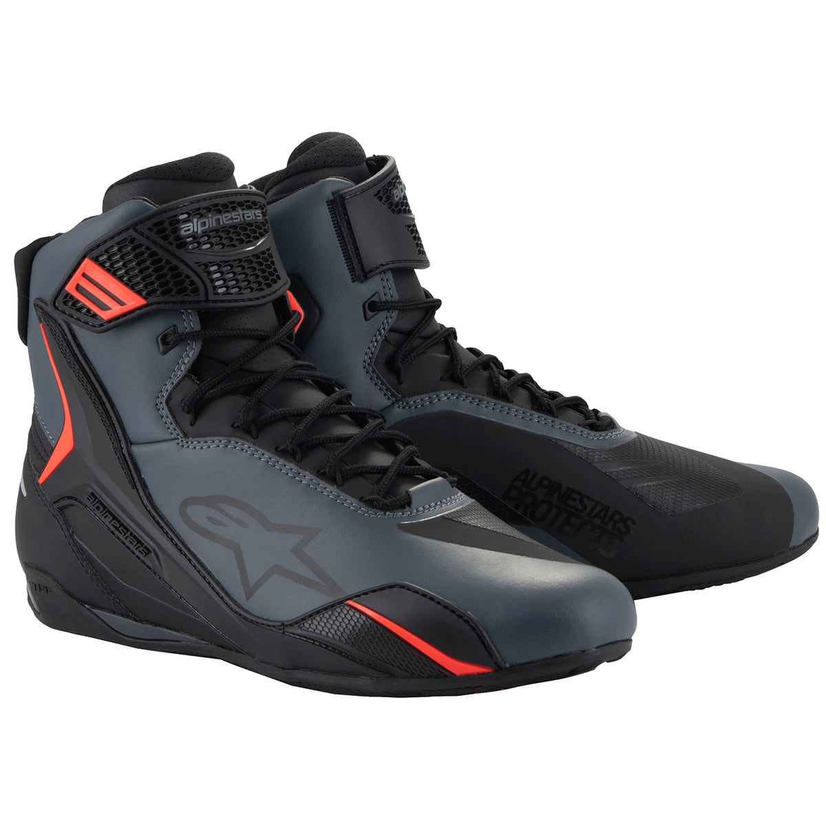 Alpinestars Faster-4 Riding Shoes Black/Gray/Red Fluo