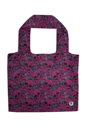 Recycle Bags Skull Pasiley: Pink &amp; Black Skull Paisley DesignEco-Friendly Reusable Bag!Dimensions: 16