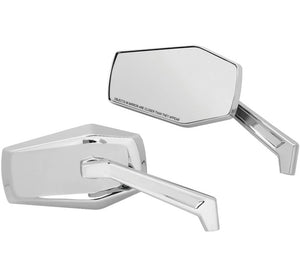 Hex Mirrors Chrome: Wide, angular mirror heads offer excellent field of vision and are accented by smooth beveled edges for a