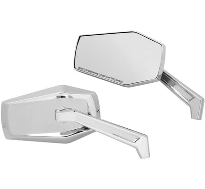 Hex Mirrors Chrome: Wide, angular mirror heads offer excellent field of vision and are accented by smooth beveled edges for a