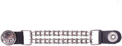 BuffaloHeadVestExt: Double Motorcycle Chain Buffalo Head Nickle Vest extender