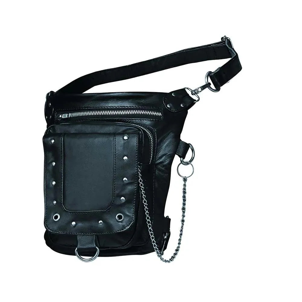 Unik leather motorcycle thigh bag 5735 side view