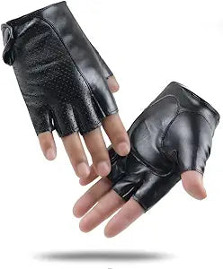 Perforated Leather Fingerless Gloves