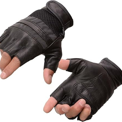 Fingerless Leather and Mesh Gloves