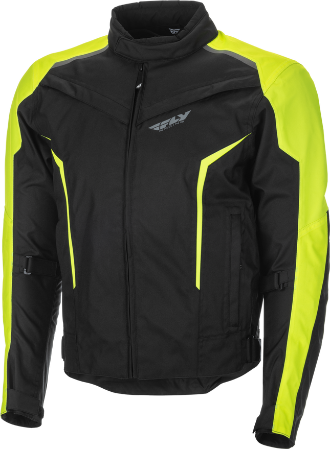 FLY Launch Jacket: High abrasion fabric in critical wear areas
Arm volume adjusters secure armor and provide optimum fit
Hook