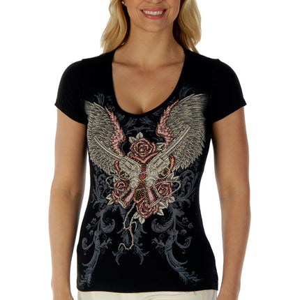 Ladies SS T-Shirt Guns N Wings