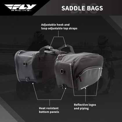 Fly Racing Saddle Bags: FLY SADDLEBAGSSIZE:33 liter combined compacity – expanded combined capacity 38 liters
