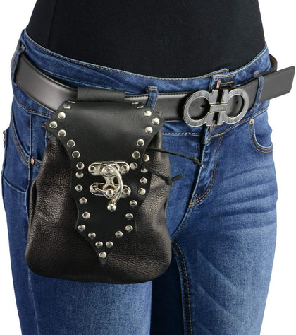 Ladies Belt Bag Black: Made of Premium Cowhide Leather
Cotton Lining
Exterior Turn Clasp Lock Closure
Can Be Worn as Waist Ba