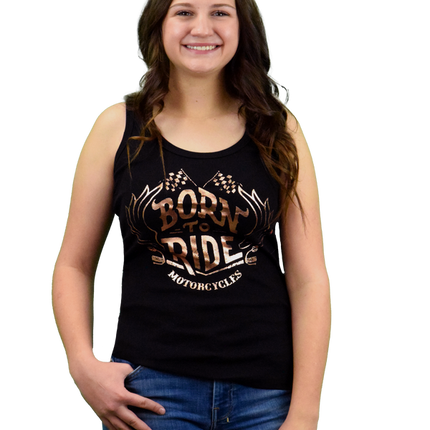 Ladies Born To Ride Handlebars Tank Top