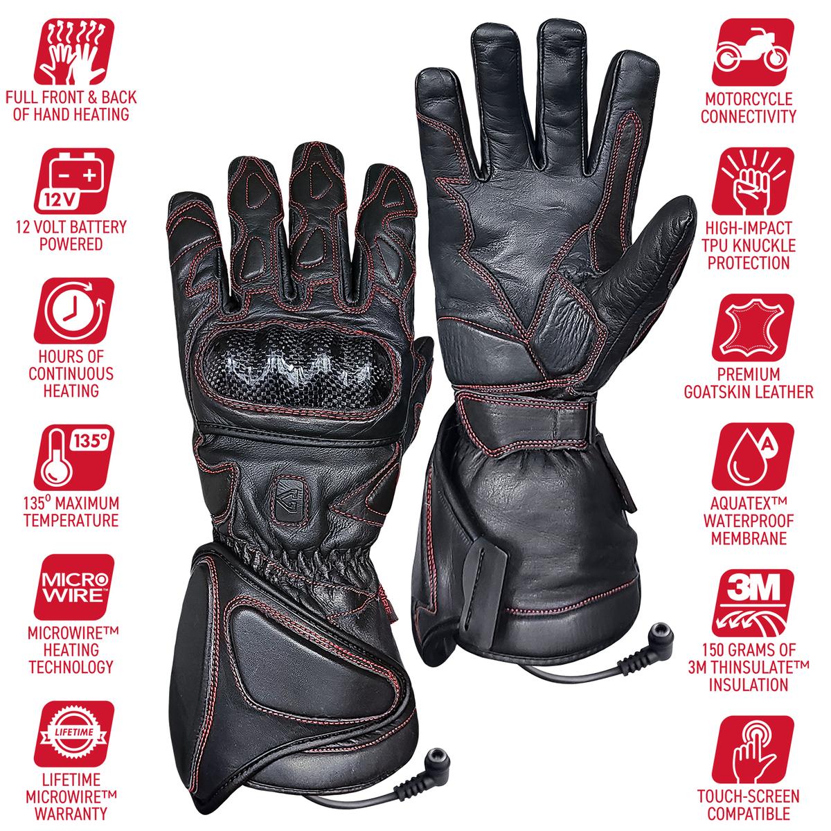 Gerbing 12V Extreme Hard Knuckle Heated Gloves: Keep your hands warm, even on the coldest riding days, with our premium 12V h