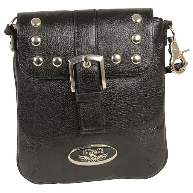 Ladies Studded Shoulder Bag Bk