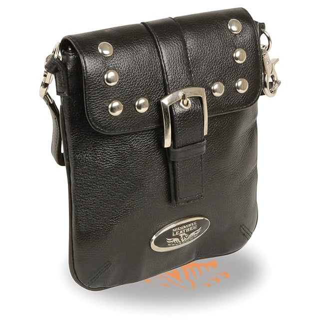 Ladies Studded Shoulder Bag Bk