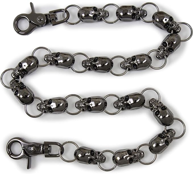 Biker Chain with 15 Skulls Gunmetal