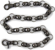 Biker Chain with 15 Skulls Gunmetal: Biker Strong Wallet Chain - Skulls Wallet chain
 Color: Gunmetal metal chain links and L