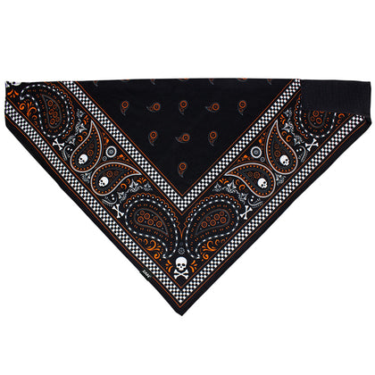 Bandana Black Paisley: 3-IN-1 Bandanna Sportflex® UPF50+ Series Black &amp; Orange Classic Bandana

    Embrace the seamless 