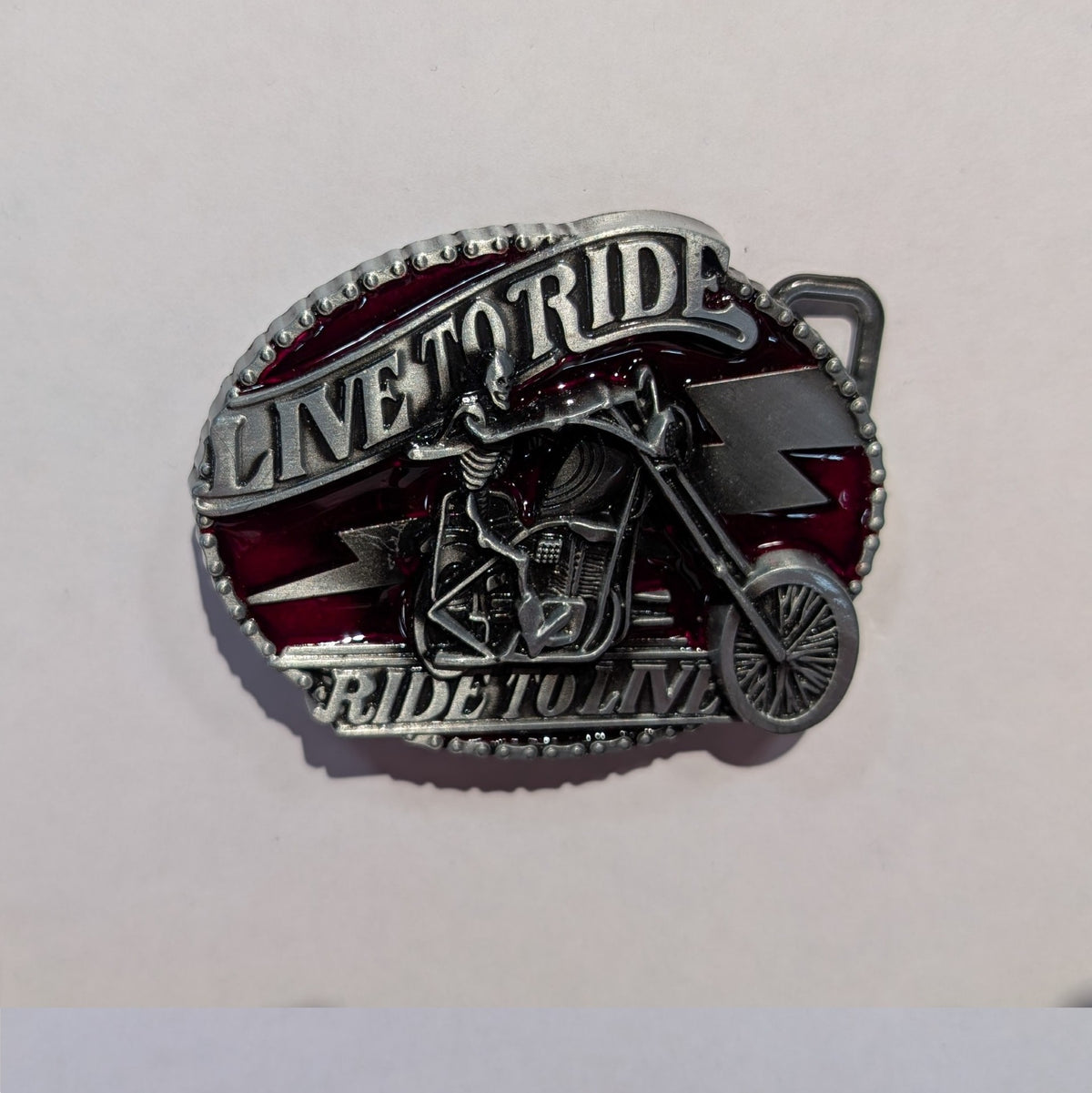 Belt Buckle - Live to Ride: Upgrade your style with our Live to Ride belt buckle! Made for the die-hard motorcycle enthusiast