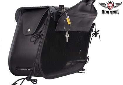 Black/Gray Studded Saddlebags 4059: W&amp;M luggage is designed to fit over or under the seat of most standard motorcycles