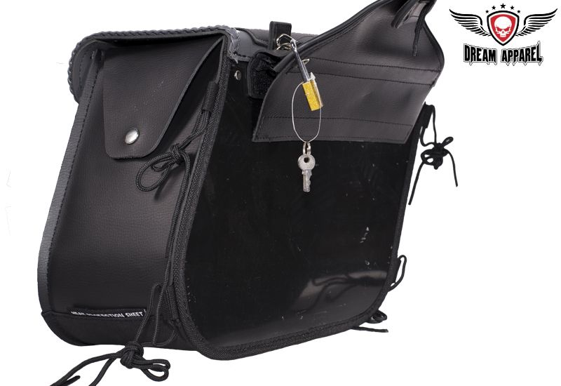 Black/Gray Studded Saddlebags 4059: W&amp;M luggage is designed to fit over or under the seat of most standard motorcycles