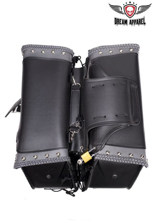 Black/Gray Studded Saddlebags 4059: W&amp;M luggage is designed to fit over or under the seat of most standard motorcycles