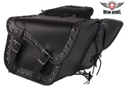 Black/Gray Studded Saddlebags 4059: W&amp;M luggage is designed to fit over or under the seat of most standard motorcycles