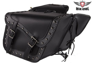 Black/Gray Studded Saddlebags 4059: W&amp;M luggage is designed to fit over or under the seat of most standard motorcycles