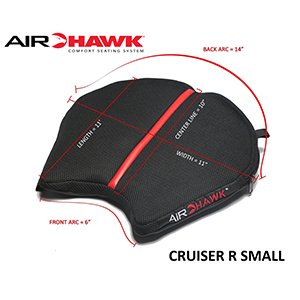 AIRHAWK Cruiser R Small: AIRHAWK® Cruiser R Small, Cover in Breathable Spacer Mesh cloth material w/red vinyl accent, non-ski